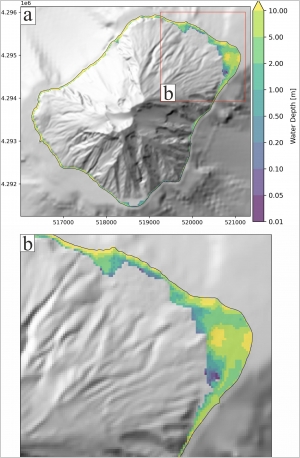 Simulated scenarios of volcanic mass movements and associated tsunamis at Stromboli (Aeolian archipelago, Tyrrhenian sea, Italy) – version 2, simulations with 20-m resolution topo-bathymetry
