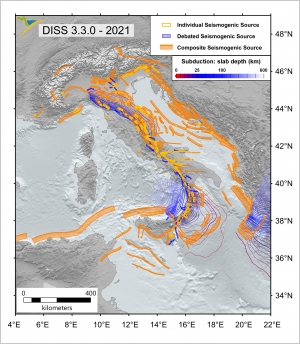 Database of Individual Seismogenic Sources (DISS), version 3.3.0: A compilation of potential sources for earthquakes larger than M 5.5 in Italy and surrounding areas.